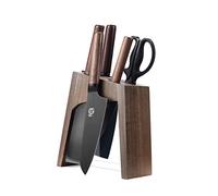 MITSUMOTO SAKARI Set de 6 Couteaux de Cuisine Professionnels Japonais | Allemand Acier Allié Couteau Cuisine et Ciseaux Cuisine, set Couteaux Avec Aiguiseur de Couteaux Intégré
