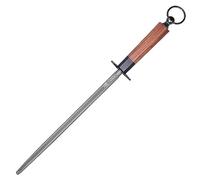 MITSUMOTO SAKARI Tige à Aiguiser Professionnelle Japonaise de 44 cm | Tige à Aiguiser Ronde Noire de Haute Qualité Avec Diamants, Manche en Bois de Rose, Emballage de Luxe