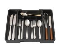 MITUMORMOR Range-couverts extensible pour tiroirs, range-couverts avec 5 à 7 compartiments réglables, grand organiseur réglable en plastique pour cuillères et fourchettes, noir
