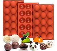 Mity Rain Lot de 3 moules demi-sphères en silicone 15 cavités 5,1 cm pour bombes de cacao chaud/chocolat, 45 cavités au total pour gâteau, gelée, pudding, mousse dôme