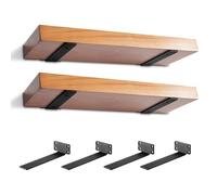 MIUGO Lot de 4 supports d'étagère flottants robustes de 30,5 cm de long, supports pour étagères, supports de support d'étagère murale en métal avec revêtement noir (0,6 cm d'épaisseur)