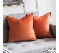 MIULEE Housse de Coussin en Velours Décoratif Canapé Home Decor Taie d'oreiller Super Doux Decoration Maison Salon Chambre pour Canapé Clic Clac Brides 45 x 45 cm 18"x18",2 pièces Orange