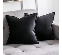 MIULEE Housse de Coussin en Velours Décoratif Canapé Home Decor Taie d'oreiller Super Doux Decoration Maison Salon Chambre pour Canapé Clic Clac Brides 45 x 45 cm 18"x18",2 pièces Noir