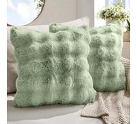 MIULEE Housse de Coussins Noël en Peluche 40x40 cm Coussins Doux et Duveteux pour Canapé Fourrure sur Les Deux Faces Poil Court Coussins Décoratifs Lavable pour Salon et Chambre Haricot Vert Lot de 2