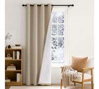 MIULEE Lot de 1 Rideau Thermique Occultant Oeillet 100x200cm Beige Clair | Rideau thermique occultant doublé épais à oeillets, isolation froide pour salon et chambre