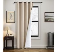 MIULEE Lot de 1 Rideau Thermique Occultant Oeillet 140x200cm Beige | Rideau thermique occultant doublé épais à oeillets, isolation froide pour salon et chambre