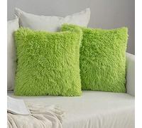 MIULEE Lot de 2 Housse de Coussin de Canapé Fourrure de Luxe Decoration canapé Maison Chambre Lit Super Doux Peluche Taie d'oreiller Décorative 50X50cm 20X20 Pouces Vert