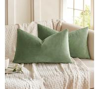 MIULEE Lot de 2 Housses de Coussins en Velours Décoratif Canapé Taie d'oreiller Super Lisse Doux Decoration Maison Salon Chambre pour Canapé 2 Pièces 30X50CM Vert Haricot