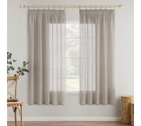 MIULEE Lot de 2 Rideaux Voilages de Fenêtre Lin Imitation Rideau avec Ruban fronceur Transparents Décorative Intérieur Elegant Vintage pour Chambre Salon Bureau 140x145cm(L X H) Gris Foncé