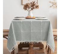 MIULEE Nappe Imperméable Rectangulaire 100x140cm Gris à Carreaux Table Cloth Tassel Nappe Elegante Tablecloth Rectangle pour Table de Cuisine Decoration