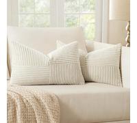 MIULEE Noël Lot de 2 Housse Coussin en Velours Côtelé 30x50cm Blanc Crème Housse de Coussin Decoratif Coussin de Canapé Moderne Doux Déco Coussin de Canapé