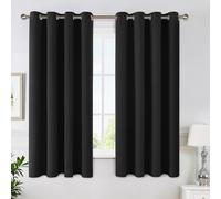 MIULEE Rideau Court Occultant Thermiques 2 Pièces 140x145 CM Petit Rideau Occultant à Oeillets, Panneaux de Rideaux Intérieurs Petites Fenêtres Cuisine Salon Doux et Esthétiques Noir Rideaux Opaque