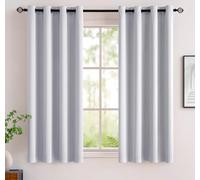 MIULEE Rideau Court Occultant Thermiques 2 Pièces 140x160 CM Petit Rideau Occultant à Oeillets, Panneaux de Rideaux Intérieurs Petites Fenêtres Cuisine Salon Doux Esthétiques Blanc Gris Rideaux Opaque