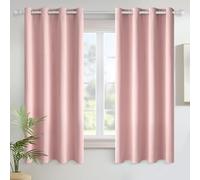 MIULEE Rideau Court Occultant Thermiques 2 Pièces 140x160 CM Petit Rideau Occultant à Oeillets, Panneaux de Rideaux Intérieurs Petites Fenêtres Cuisine Salon Doux Esthétiques Rose Pâle Rideaux Opaque