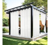 MIULEE Rideau d'extérieur Transparent résistant aux intempéries avec œillets Imperméable Protection Solaire pour pavillon, terrasse, pergola, Balcon, Jardin L 137 x H 215 cm, 2 Panneaux, Blanc