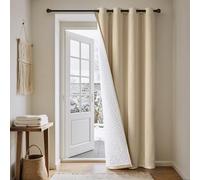 MIULEE Rideau Velours Beige 1 Pièce Double Epais Matelassée Oeillets | Rideau Occultant Thermique Isolant Anti Froid Chaleur, Adapté Pour Fenêtre et Porte D'entrée Maison