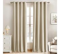 MIULEE Rideau Velours Beige Clair Lot 2 140x280cm Semi-Occultant Oeillets