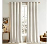 MIULEE Rideau Velours Blanc Cassé Lot 2 140x245cm Semi-Occultant Oeillets