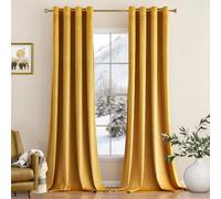 MIULEE Rideau Velours Jaune Lot de 2 140x160cm Semi-Occultant Oeillets