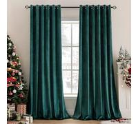 MIULEE Rideau Velours Vert Foncé Lot de 2 200x245cm Semi-Occultant Oeillets