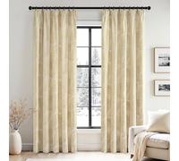 MIULEE Rideaux Velours avec Motif de Feuille doré, Rideau Velour Lait Blanc à Galon Fronceur Rideau Opaque Isolant Thermique Anti Froid, Rideaux Fenetre Chambre Salon Intérieur, 2 Panneaux 140x245cm