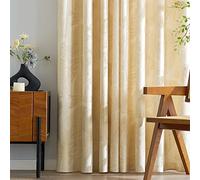 MIULEE Rideaux Velours avec Motif Feuilles d'or, Très Doux Rideau Velour Lait Blanc à Oeillet Rideau Opaque, Rideau Fenetre Chambre Salon Intérieurs, 2X L140xH145cm