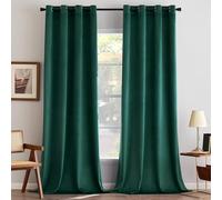 MIULEE Rideaux Velours Vert Foncé 140x260 CM Lot de 2, Luxurious Doux Semi-occultant Rideau à Oeillets, Rideau Thermique Isolant Anti Chaleur Velours pour Chambre, Opaque Rideaux Salon Moderne