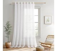MIULEE Rideaux Voilage Blanc 300x260 Rideau de Fenêtre à œillets 1 Panneaux | Moderne Décoration pour Chambre Salon, Couleur Pure Rideaux, Transparents Lisse Élégant Voile