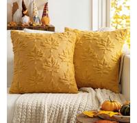 MIULEE Set de Housse de Coussin 2 pièces en Laine Artificielle avec Motif de Feuille d'érable d'automne Chambre à Coucher Curcuma 45x45CM