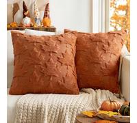 MIULEE Taie d'oreiller 2 pièces Laine Artificielle Housse de canapé avec Motif Feuille d'érable Solide Automne Chambre à Coucher Caramel 45x45CM