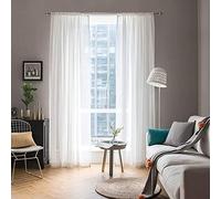 MIULEE Voile Blanc Lot de 2 140x245cm Transparent Rideau Tige de Poche | Voile Transparent Lisse à Tige de Poche, Rideaux Fenêtre Elégant Pour Chambre et Salon, Couleur Unie