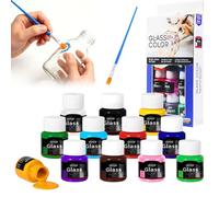 MIUUIPI Lot de 12 peintures pour verre - 25 ml - Peinture pour porcelaine - Passe au lave-vaisselle et à la céramique - Avec pinceau - Haute pigmentation - Étanche - Pour verre, céramique