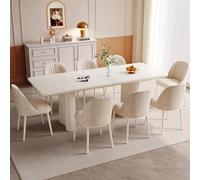 Miuuod Ensemble de salle à manger moderne de 9 pièces, ensemble de table à manger de 200 cm pour 8 personnes, table de cuisine rectangulaire avec 8 chaises, table à manger pour 4-8 personnes (Blanc, 1
