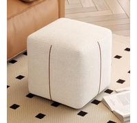 Miuuod Pouf cube ottoman en fausse fourrure blanche pour salon, chambre à coucher, chambre d'enfant, pouf de sol confortable pour décoration d'intérieur