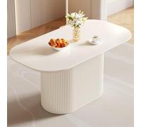 Miuuod Table de Cuisine Salle à Manger Grande de 160 cm, Table de Cuisine Rectangulaire Blanche pour 4-8 Personnes, avec Pieds en Forme de Vague et Cadre Stable, Table de Cuisine Robuste pour Salle à