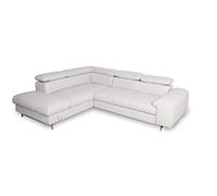 Mivano Canapé d'angle Chef/Canapé L avec Fonction Convertible Tiroir de Lit et Appuie-tête Ajustables Aspect Cuir / 262x72x206 / Similicuir Blanc