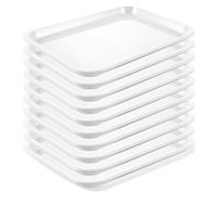 MIVIDE 10 Pcs Plateaux de Service en Mélamine, 23.8 x 17.9 x 1.6 cm Plateau de Service Blanc Rectangulaire, Plateau de Petit-Déjeuner pour Café, Bar, Fête, Cuisine