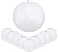 MIVIDE 20pcs Lanterne Papier 25cm, Boule Papier Chinoise, Lanterne Boule Blanche en Papiers pour Décoration, Mariage, Anniversaire, Fête (Blanc)