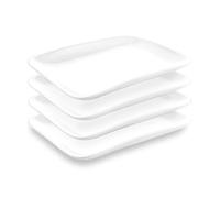 MIVIDE 4 Pcs Assiettes Rectangulaires en Porcelaine, 25.5 x 17.4 x 3 cm Plateau de Service Rectangulaire, Plateau Aperitif Blanches pour le Restaurant, la Maison