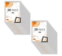 MIVIDE Cadres Magnétiques A4 Auto-Adhésif, Cadre Magnetique A4, 20pcs | Auto-adhésif, Double Face, Facile à Remplacer pour Documents, Photos, Posters