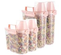 MIVIDE Réservoir Stockage Céréales 3L et 1.7 L avec Verre Doseur, Lot de 4 | Conteneurs Stockage Céréales avec Verre Doseur, Boîte de Rangement Hermétique pour Céréale, Farine, Nourriture Sèche - Rose