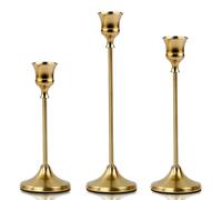 Mivitoom Lot de 3 bougeoirs noirs en métal pour décoration de table, bougeoirs, fête de mariage, décoration d'intérieur, convient aux bougies de 2 cm de diamètre