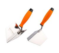 Mivos 2 x truelles d'angle inoxydables 125 x 75 mm - intérieur et truelle d'angle extérieur en acier inoxydable - intérieur et extérieur avec manche souple - Spatule - MADE IN EU