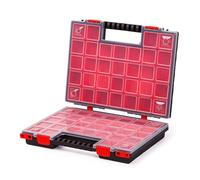 Mivos Boîte de rangement double face 399 x 303 x 100 mm - 2 côtés pour petites pièces avec 42 boîtes d'insertion, à accessoires - Boîte à vis, à outils robuste
