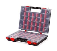 Mivos Boîte de rangement double face 399 x 303 x 100 mm - de tri à 2 côtés avec 64 compartiments réglables - Boîte à vis, à accessoires, à outils robuste pour atelier