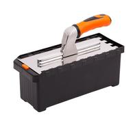 MIVOS Jeu de Truelles avec poignée amovible et boîte de transport - 6, 8, 10, 12mm, Type U, type Tiger - 6 Truelles dentées - Truelle inox avec poignée soft - Truelles à carrelage