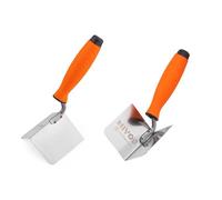 Mivos Lot de 2 truelles d'angle en Acier Inoxydable - 80 x 60 mm - Truelle d'angle intérieur et extérieur en Acier Inoxydable - Truelle de Bord avec poignée Souple - Spatule d'angle - Fabriqué en UE