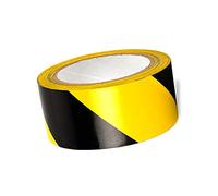 Mivos Ruban d'Avertissement Noir et Jaune - 50 mm x 25 m - Ruban Adhésif de Marquage du Sol - Ruban de Sécurité pour Le Marquage des Zones Dangereuses - pour Intérieur et Extérieur