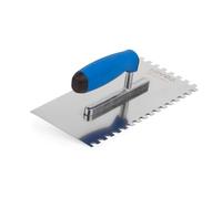 Mivos Taloche pour Colle en Acier Inoxydable 8x8 mm - Truelle à Dents avec Manche Bi-Composant - Truelle de Lissage Dentée Carrées 8 mm - Fabriqué dans l'UE