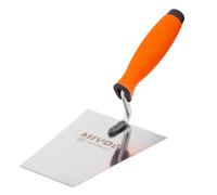Mivos Truelle de Maçon Trapézoïdale en Acier Inoxydable - 160 x 75 mm - Trapèze - Spatule de Plâtrier 160 mm avec Poignée en Caoutchouc - Outil pour Travaux de Maçonnerie - Fabriqué en UE